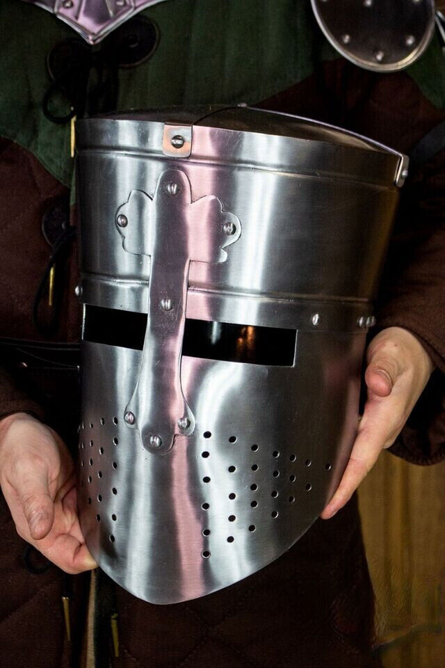 Reynald Crusader Great Helmet - Handmade 18 Gauge Steel - Authentic Medieval