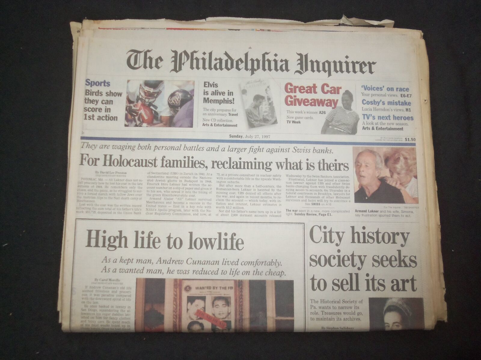 1997 JULY 27 PHILADELPHIA INQUIRER-HOLOCAUST FAMILIES RECLAIMING THEIRS- NP 7442