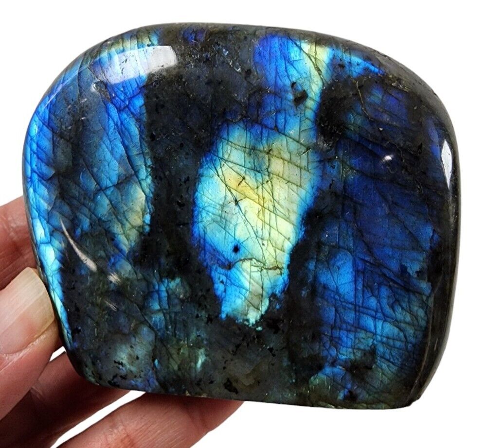 Blue Labradorite Fully Polished Freestand Madagascar 248 grams.