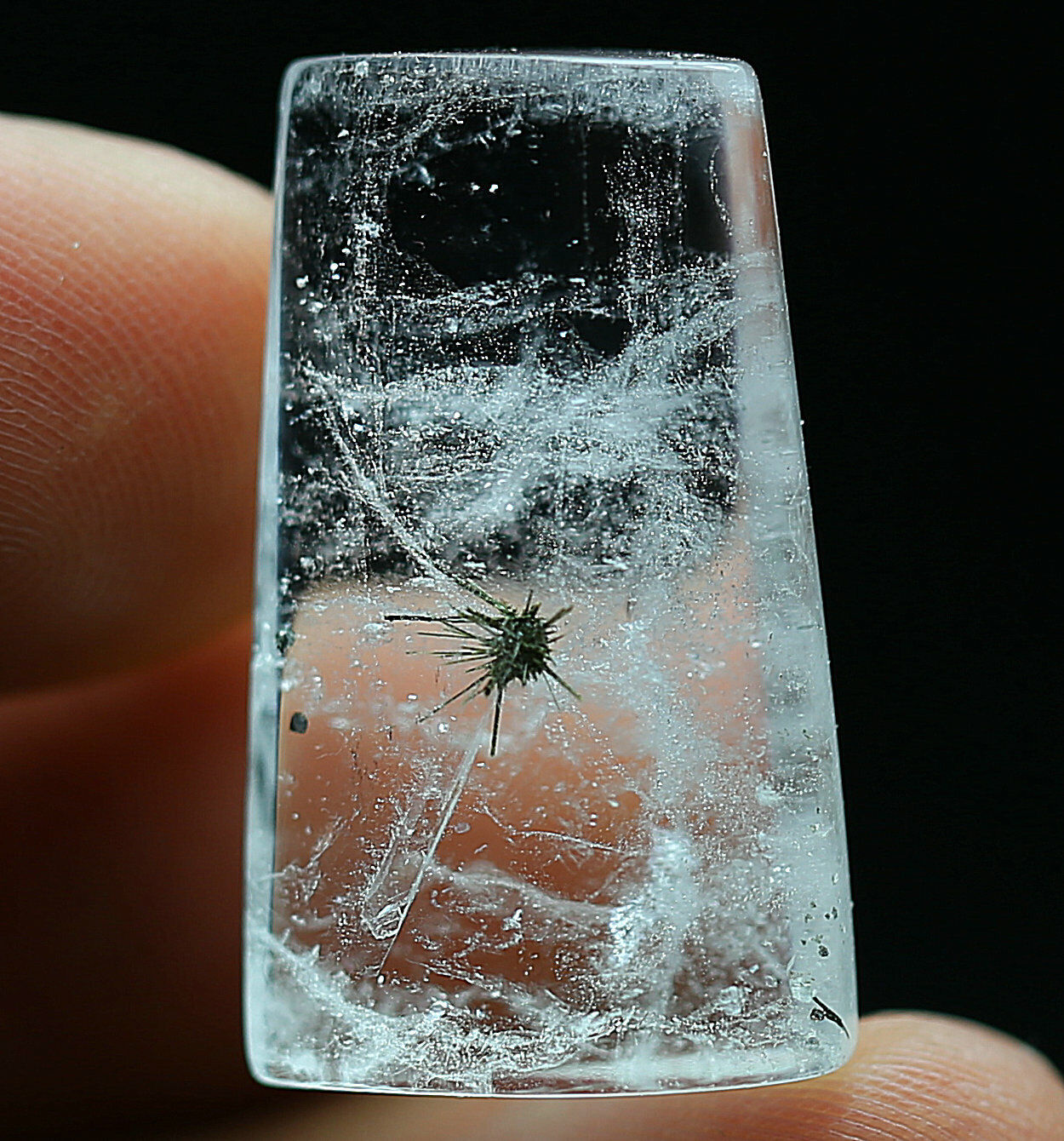 31.3Ct 100% Natural Clear Green Rutile Flower Crystal Quartz Pendant Polished