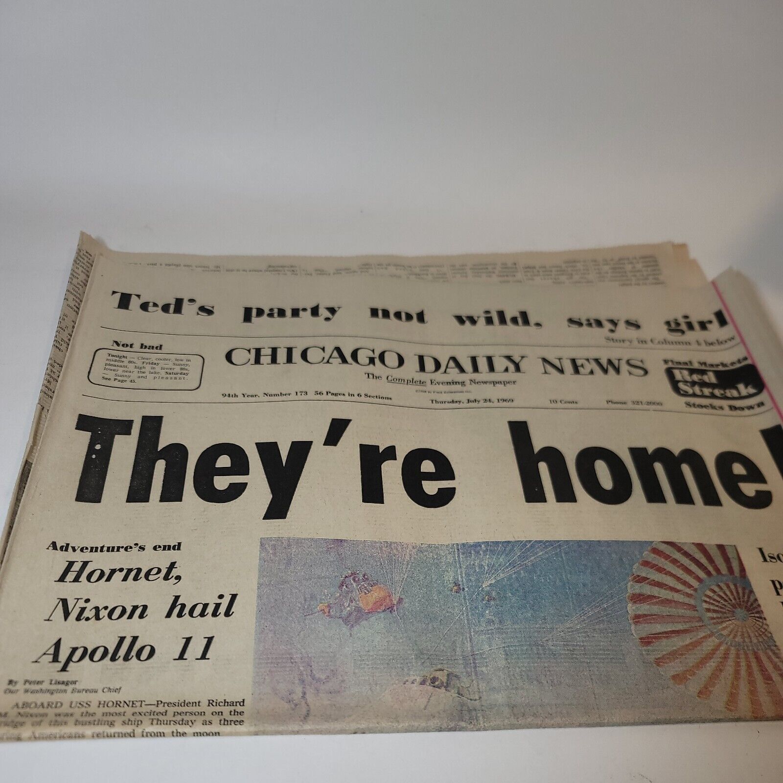 Vintage Chicago Daily News July 24 1969 Newspaper Apollo 11 