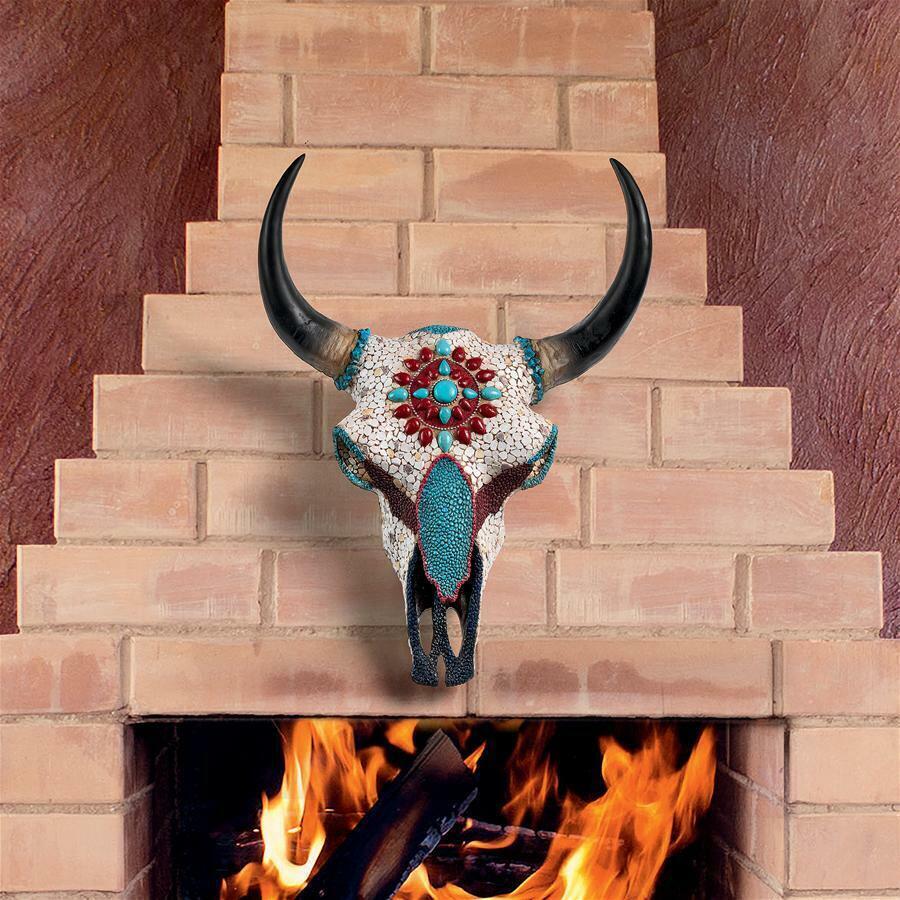 Large: Old Wild West Art Desert Sun Cow Steer Skull Wall Mount Trophy Sculpture