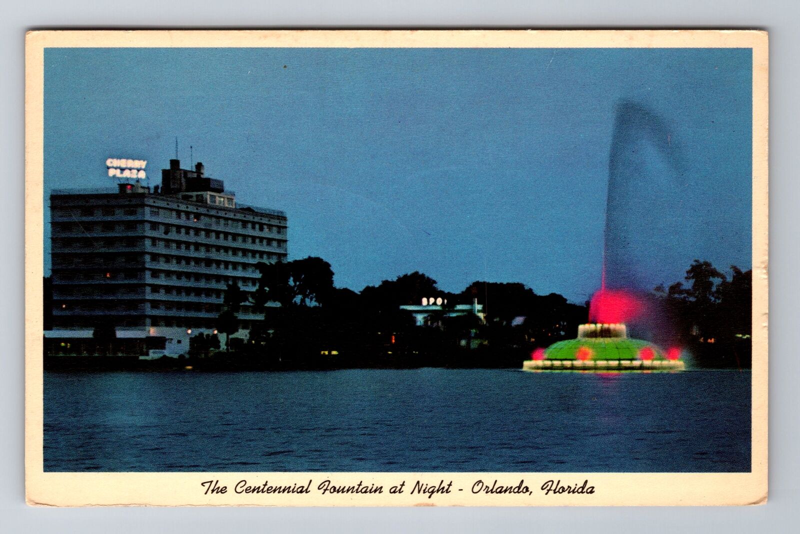Orlando FL-Florida, The Centennial Fountain At Night, Vintage c1964 Postcard