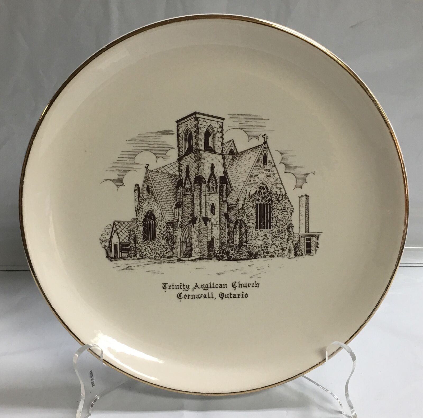 Trinity Anglican Church Cornwall, Ontario Plate with 22K Gold Rim 9