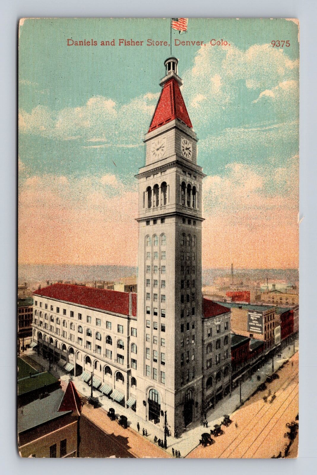 Denver CO-Colorado, Aerial Daniels And Fisher Store, Advertise Vintage Postcard