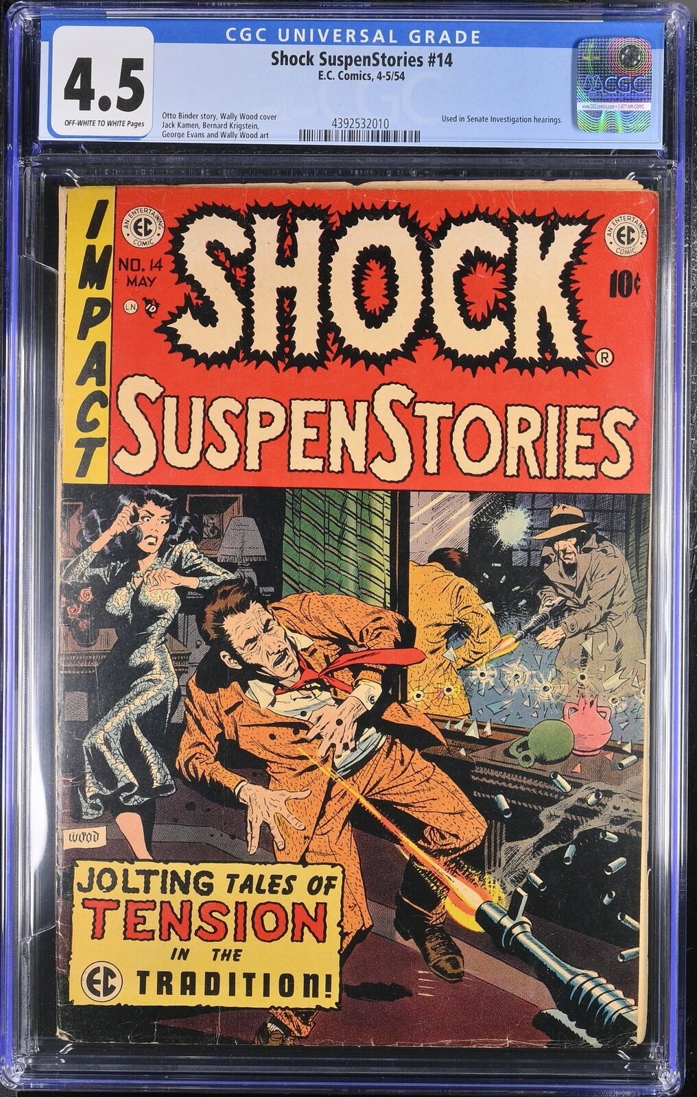 Shock Suspenstories #14 CGC VG+ 4.5 EC Horror Wally Wood Cover EC 1954