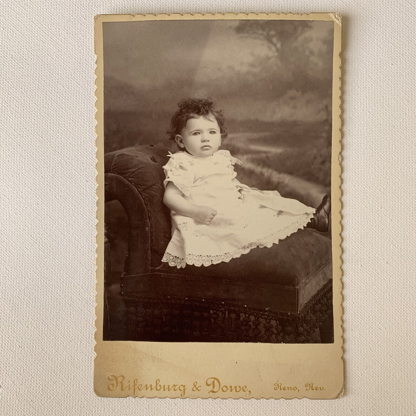 Antique Cabinet Card Photo Adorable Sweet Little Girl Reno NV