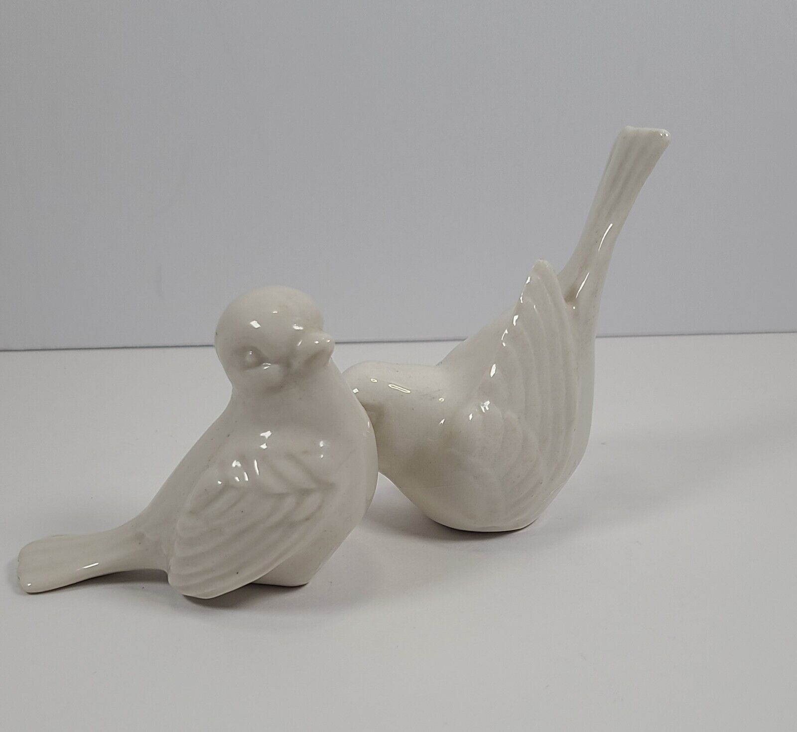 2 MCM Porcelain Love Birds Figurines,  2 inch long, Vintage, Clearance Sale 