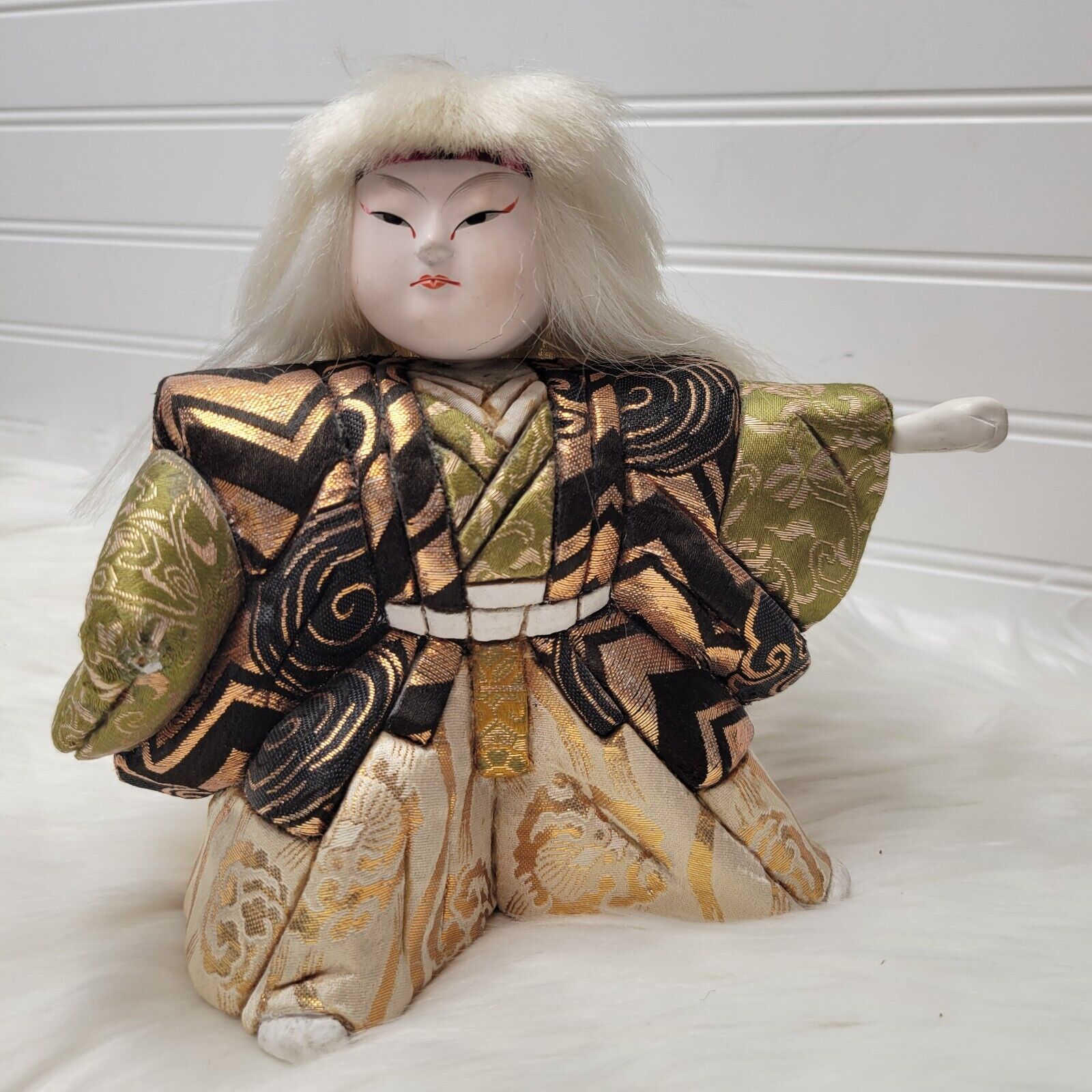 Vintage 1970's 7” Japanese Kabuki Doll Lion Dancer White Leo Doll