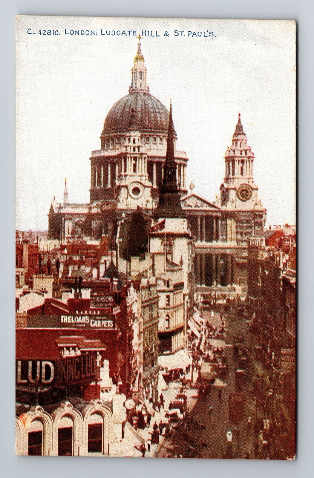 London England, Ludgate Hill & St Pauls, Antique, Vintage Postcard