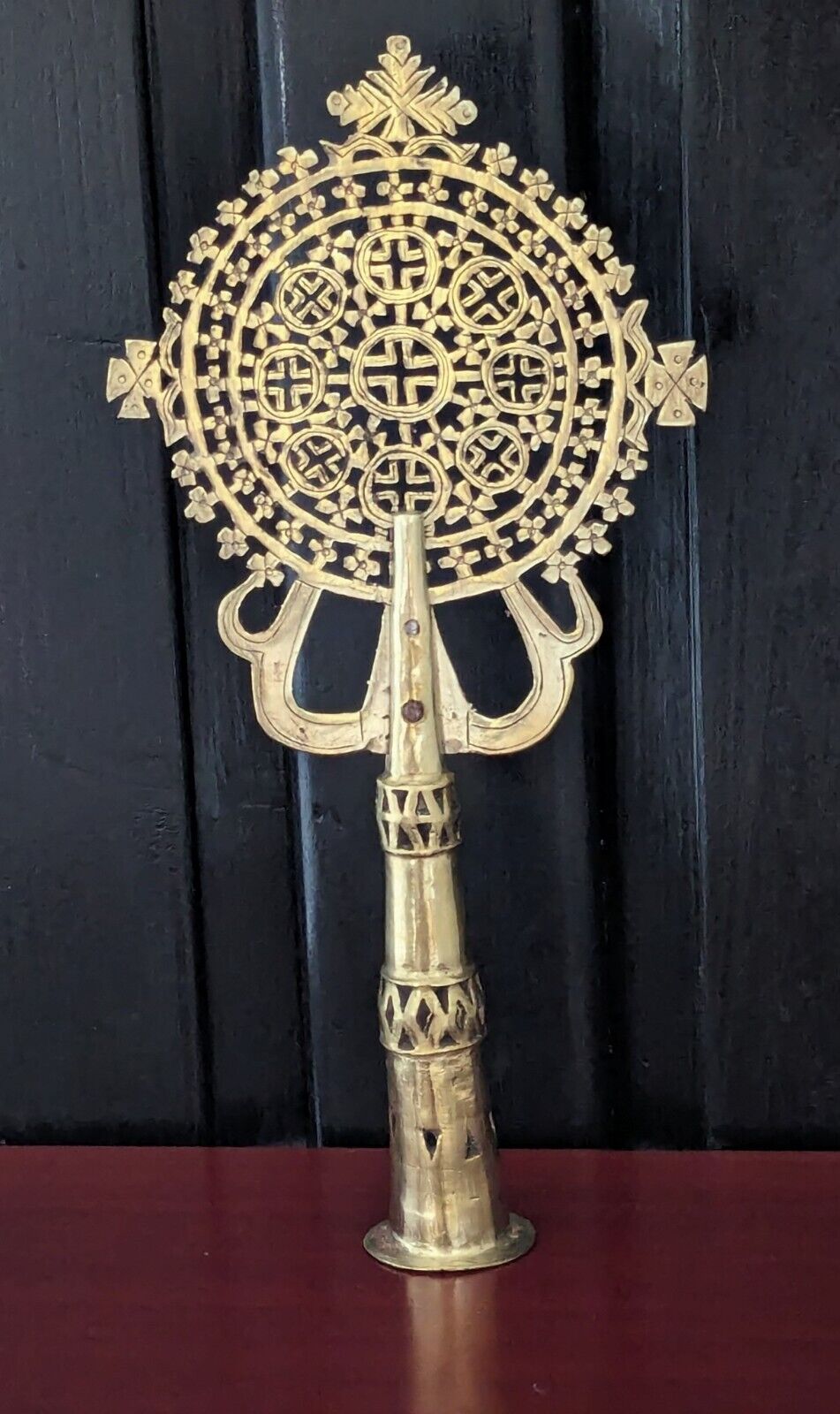 Ethiopian Handmade Brass Processional Cross Orthodox Coptic Christian,Home Decor
