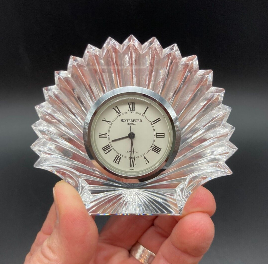 Waterford Crystal Shell Design Desk Clock ~ Made in Ireland 2.75\
