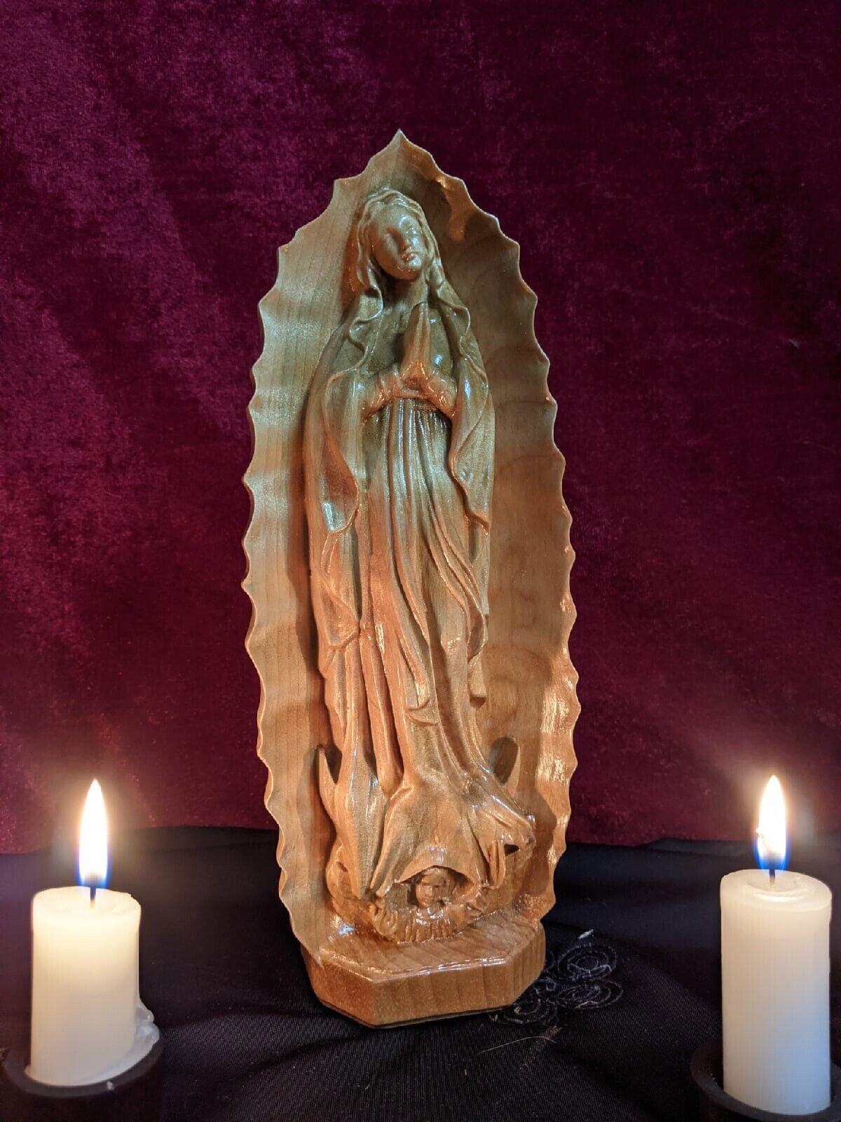 Our lady Guadalupe, Virgin Mary Mother of God wooden carved statue Gift for mom
