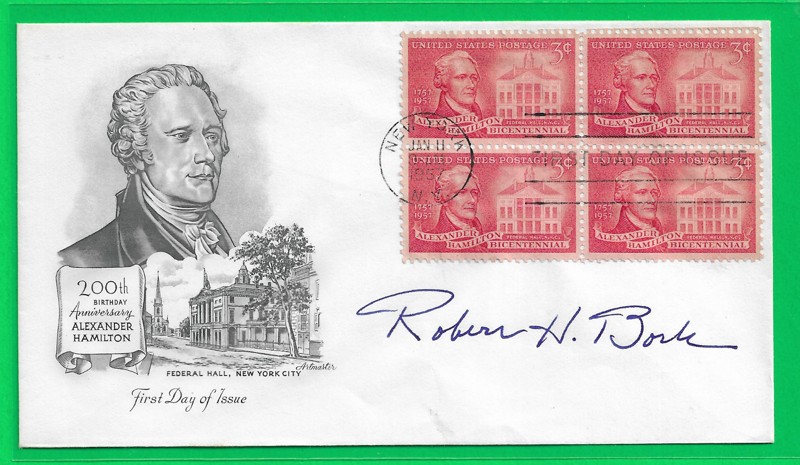 Robert Bork Judge & Supreme Court Nominee Signed Hamilton First Day Cover 1957