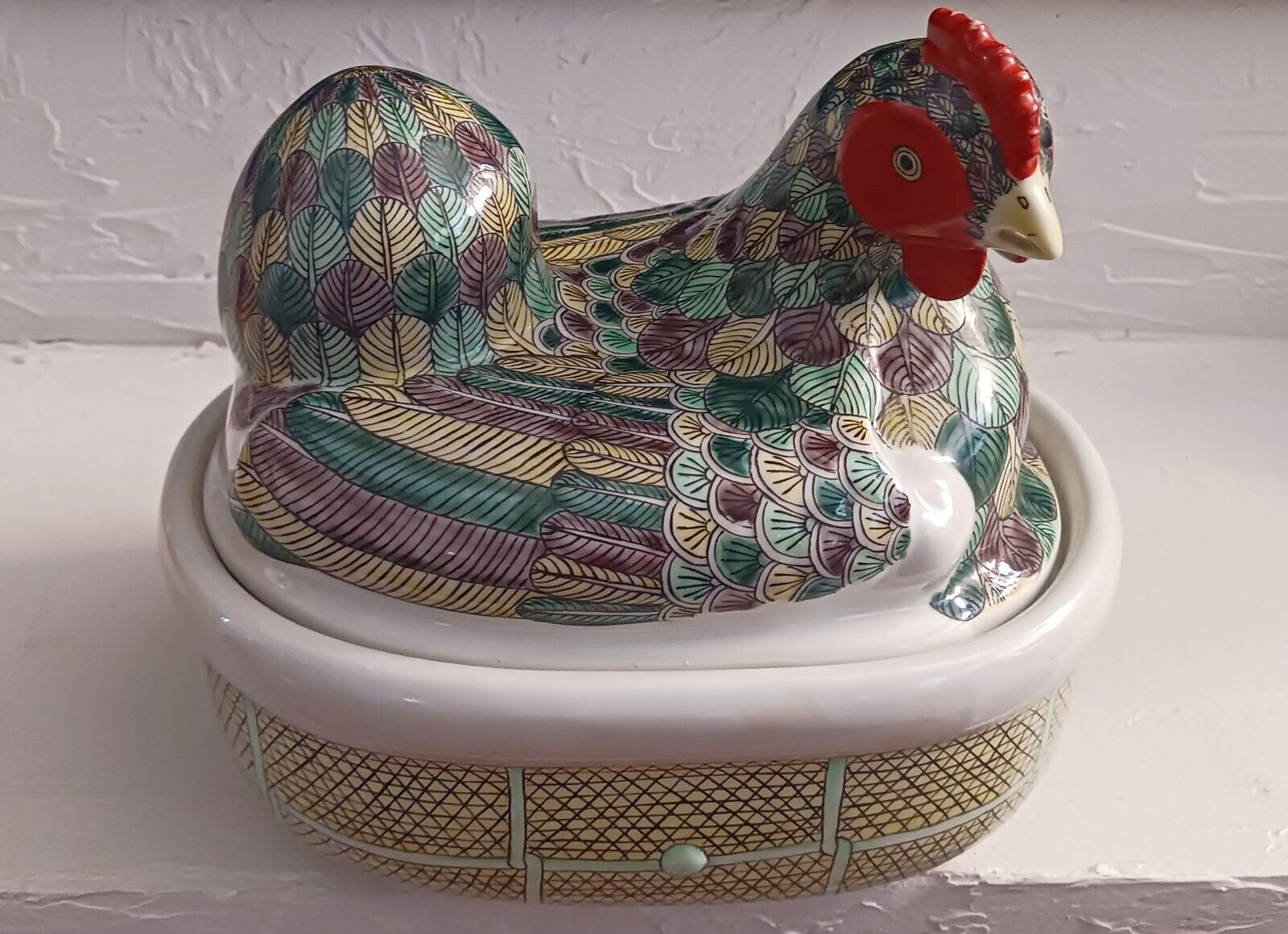 Rare Chinese Porcelain Hen Tureen from Early 1900s Hand Painted Porcelain