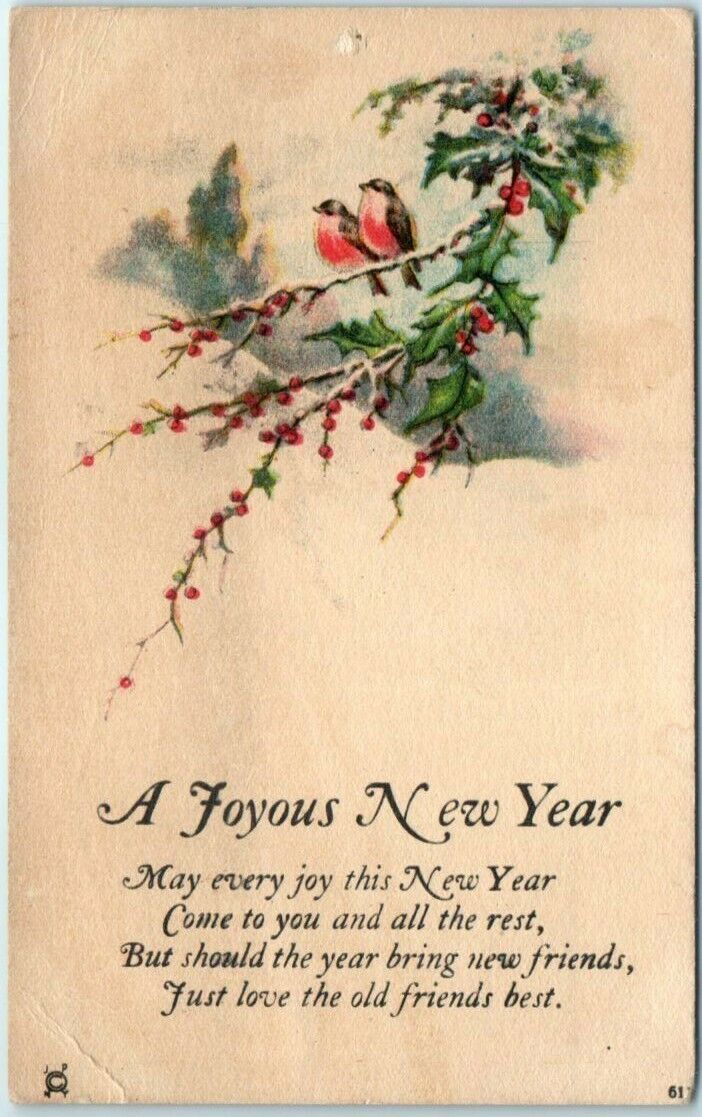 Postcard - A Joyous New Year with Mistletoe Art Print