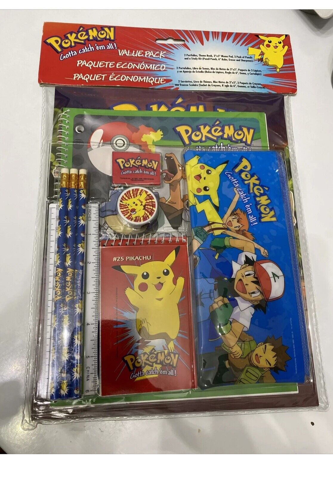 Vintage New 1999 Pokemon Value Pack - Nintendo Item # 4098 - Study Kit / Folders