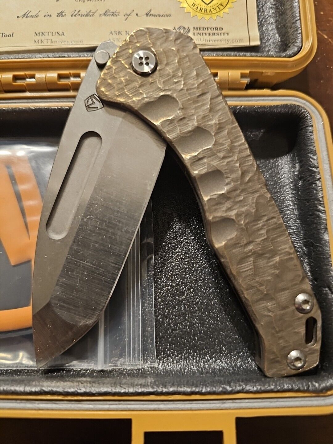 Medford Praetorian Slim Folding Knife Bronze Tumbled S35VN Tanto Bronze Ano