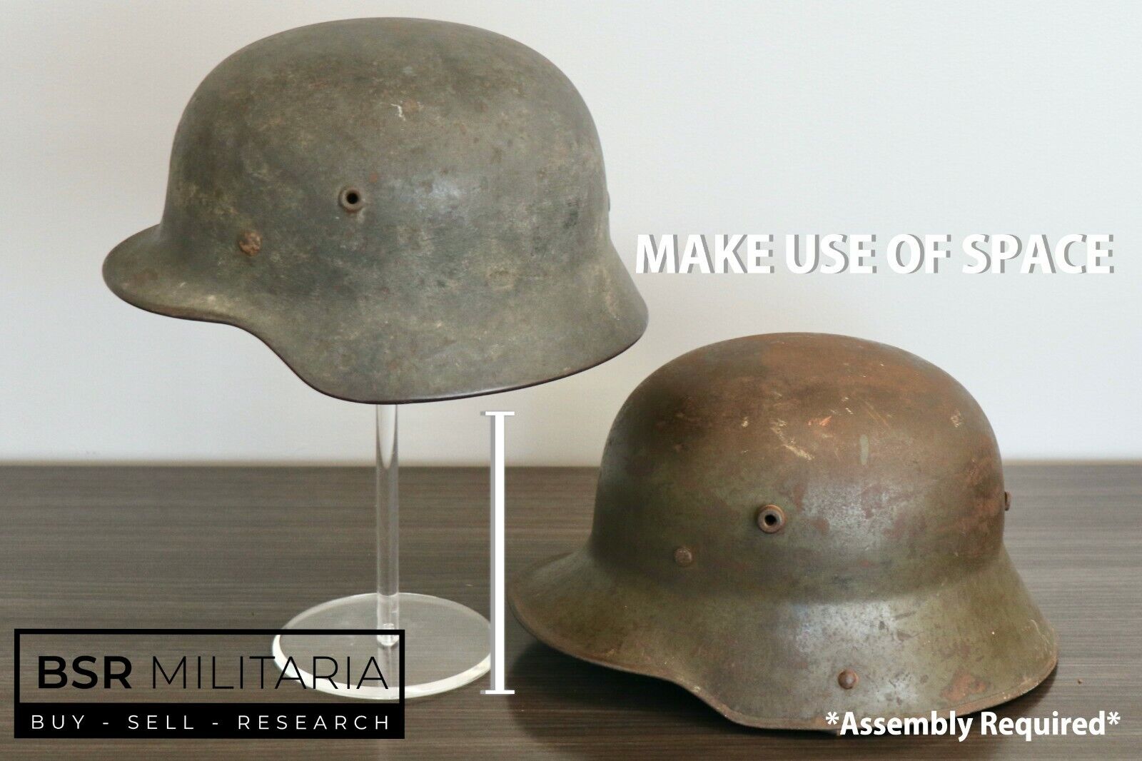 British WWII Helmet Display Stand - Acrylic Combat Museum Headgear Presentation 