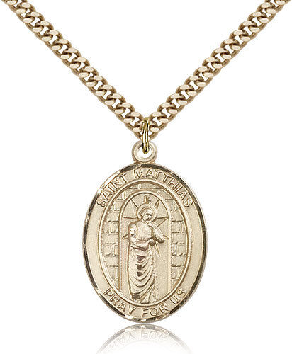 Saint Matthias The Apostle Medal For Men - Gold Filled Necklace On 24 Chain ...