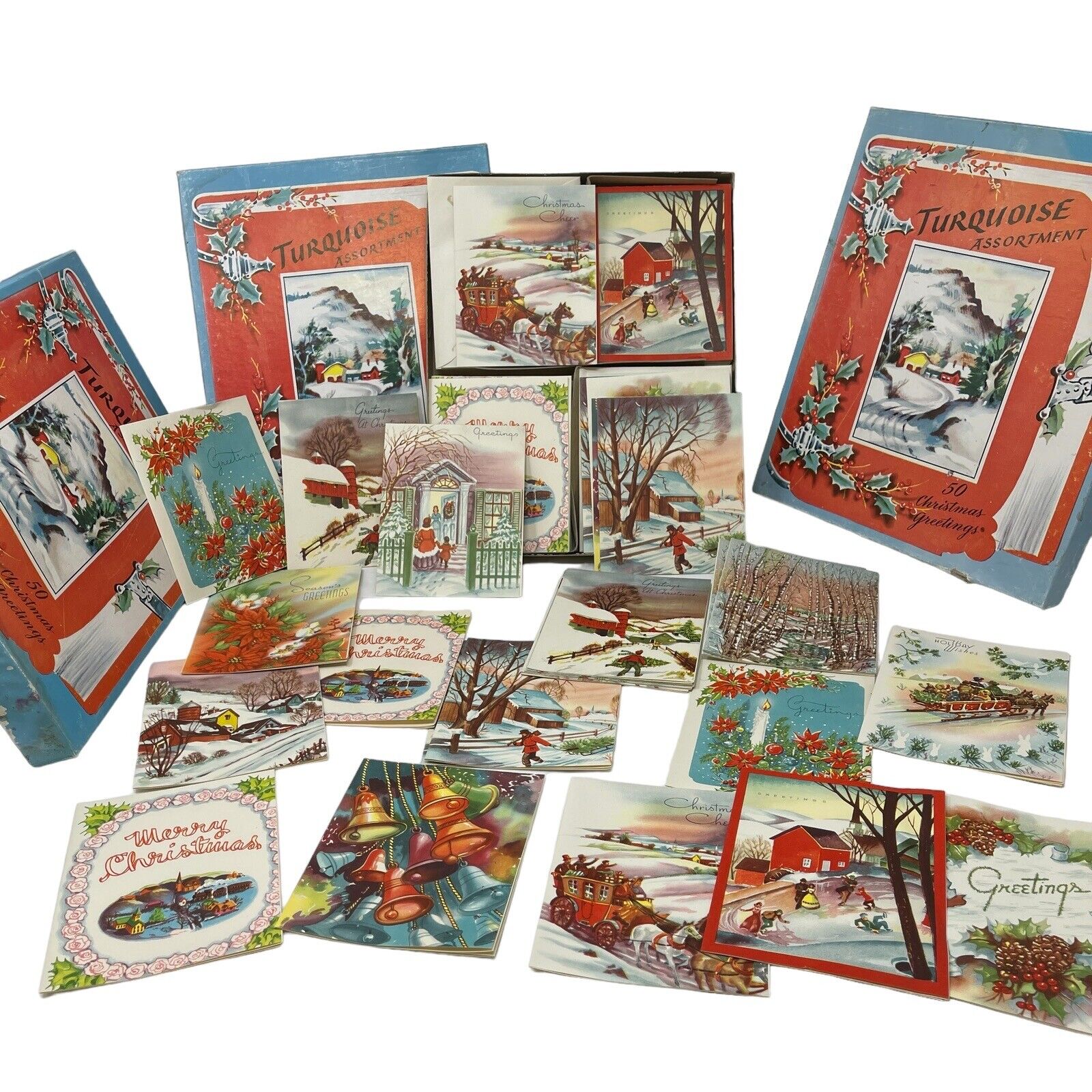 Vintage Lot  100+ Unused Christmas Greeting Cards Holiday 3 Boxes READ WEAR