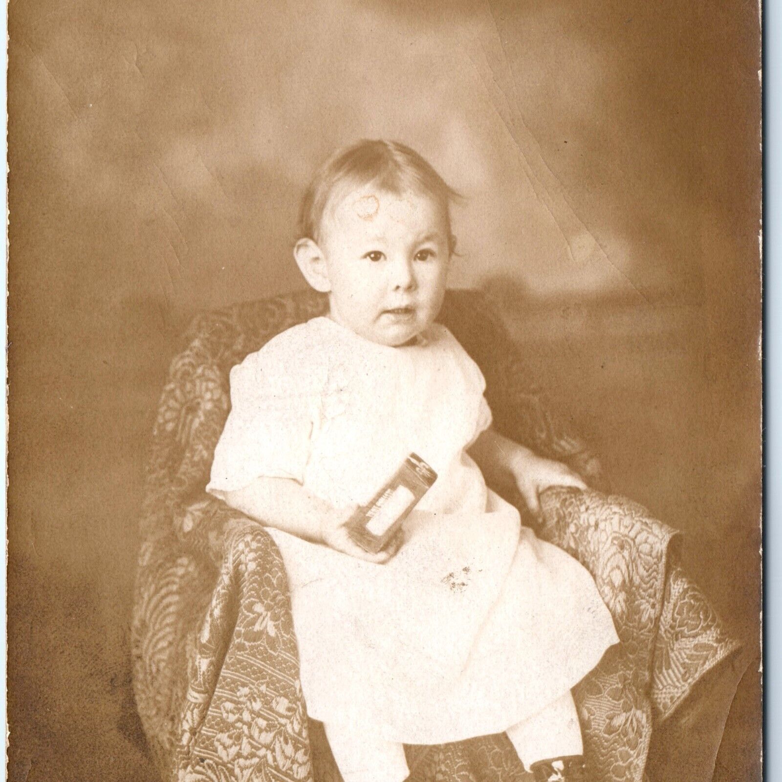 ID\'d c1912 Spaulding, OK Cute Baby Girl RPPC Real Photo PC Cora A Tolleson A122