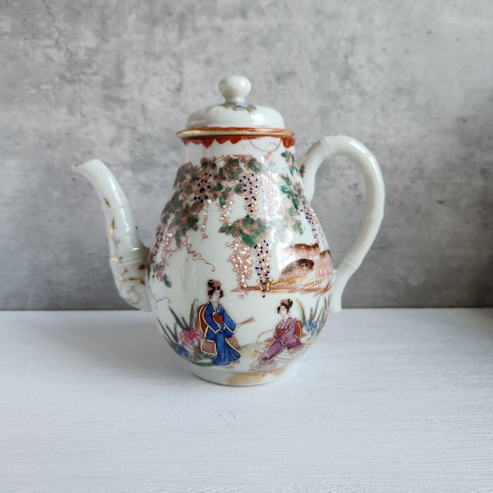 Japanese Tea  Pot Porcelain Hand Painted