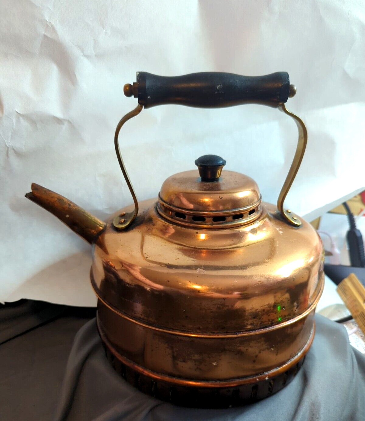Big Old Vintage Copper Rapid Boil Coil Made in England English Tea Kettle Teapot