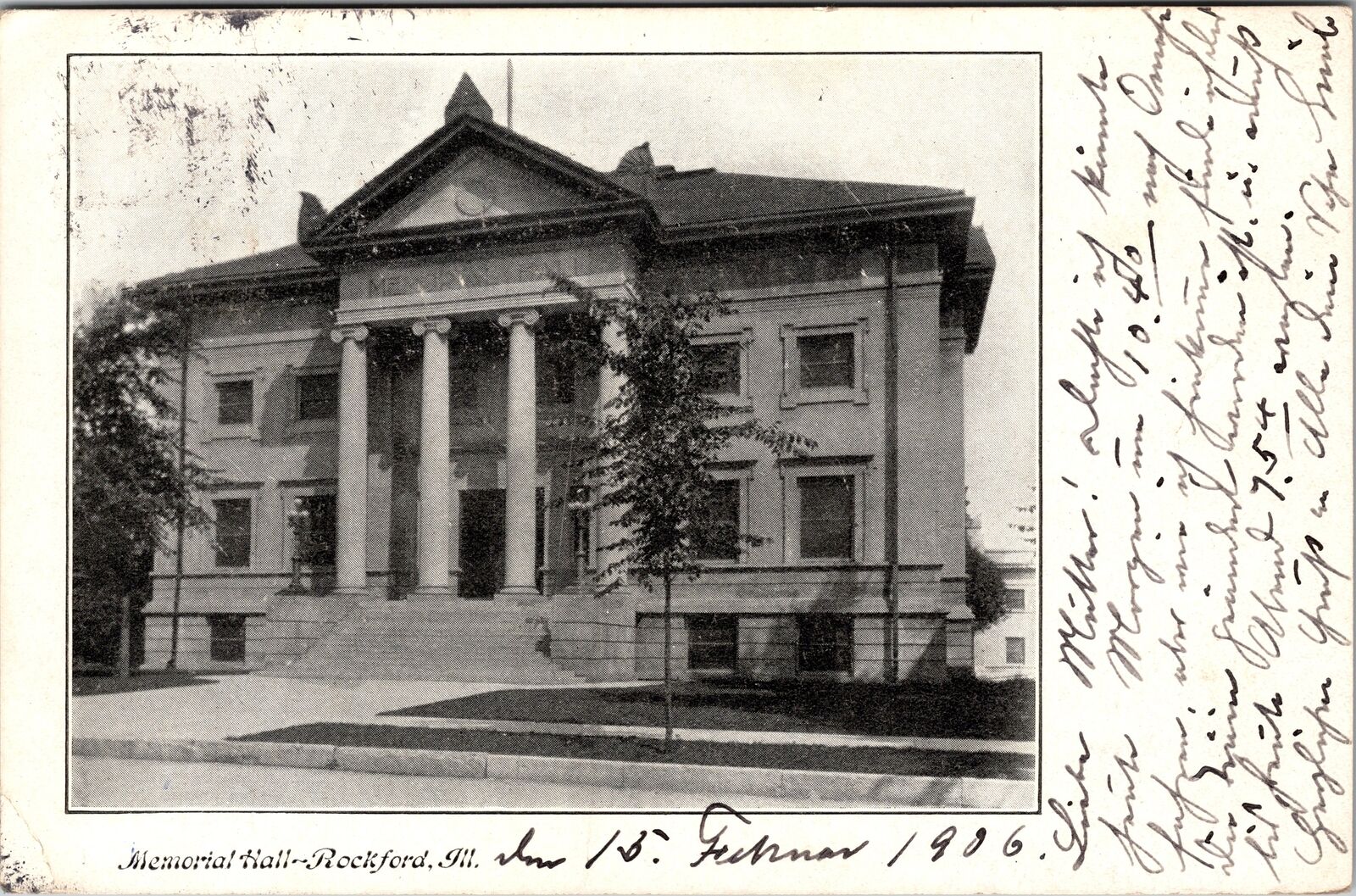 Rockford IL-Illinois, Memorial Hall, Exterior, Vintage Postcard