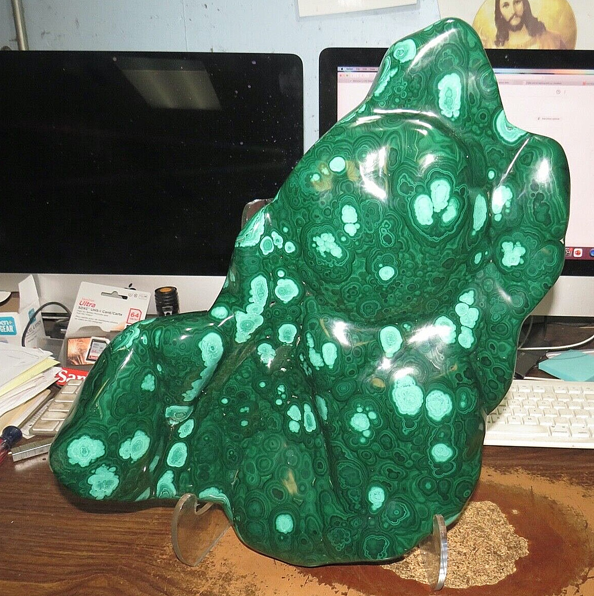 HUGE Natural green glossy Malachite quartz crystal mineral specimen Healing