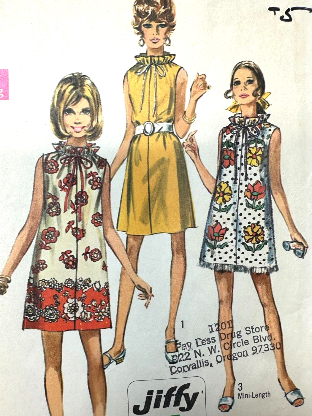 Vintage 1960s Pattern SHEATH DRESS MUUMU TWIGGY Simplicity 8793 Sz16-18
