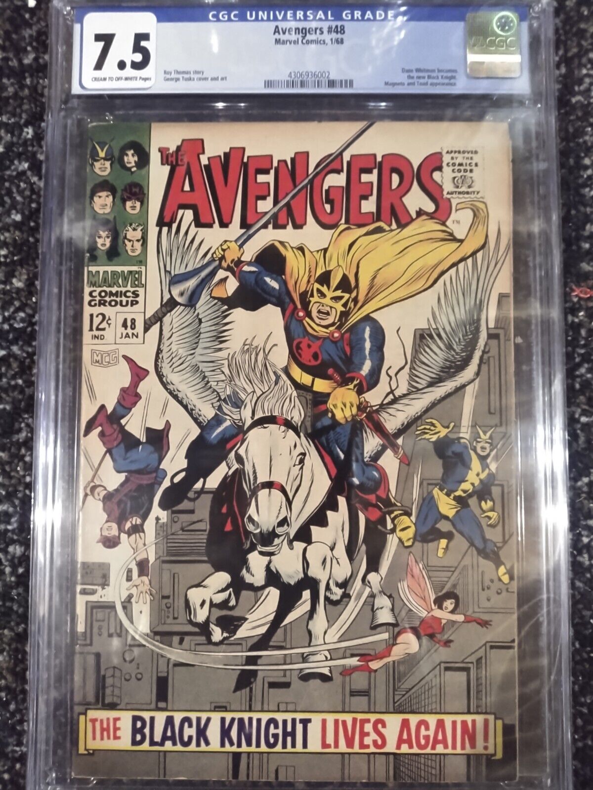 AVENGERS #48 CGC 7.5 DANE WHITMAN BECOMES THE NEW BLACK KNIGHT -Free Shipping-