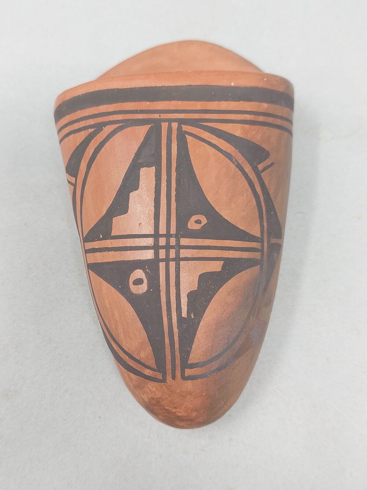Vintage Hopi Pueblo Pottery Wall Vase 5.1/4  Ca: 1960 Red on Black