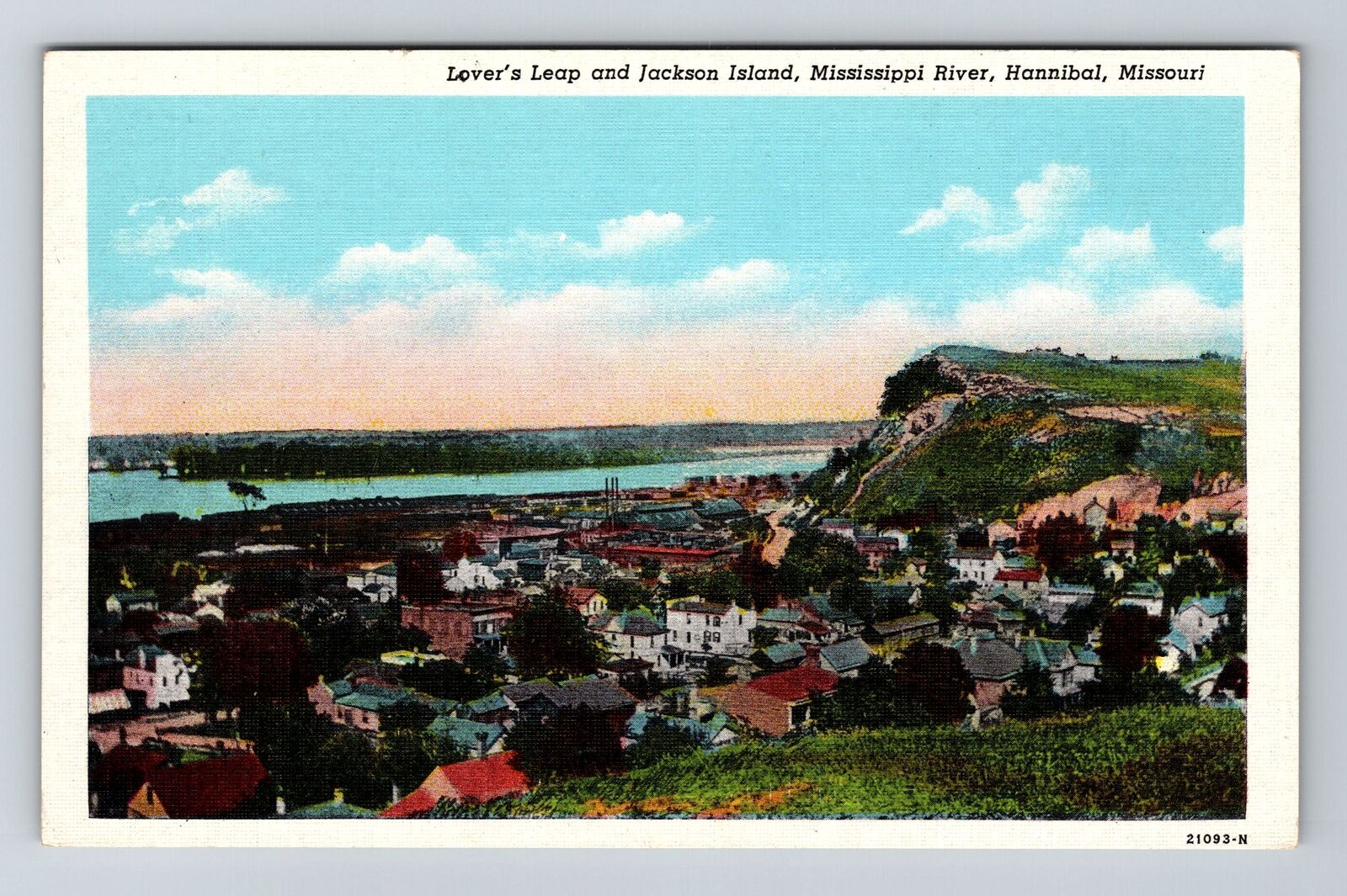 Hannibal MO-Missouri, Lover\'s Leap, Jackson Island, River Vintage Postcard