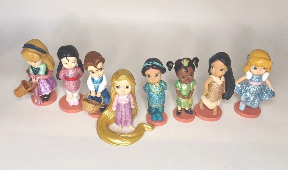 Disney Princesses Animators Glitter Collection Figures Lot Of 8