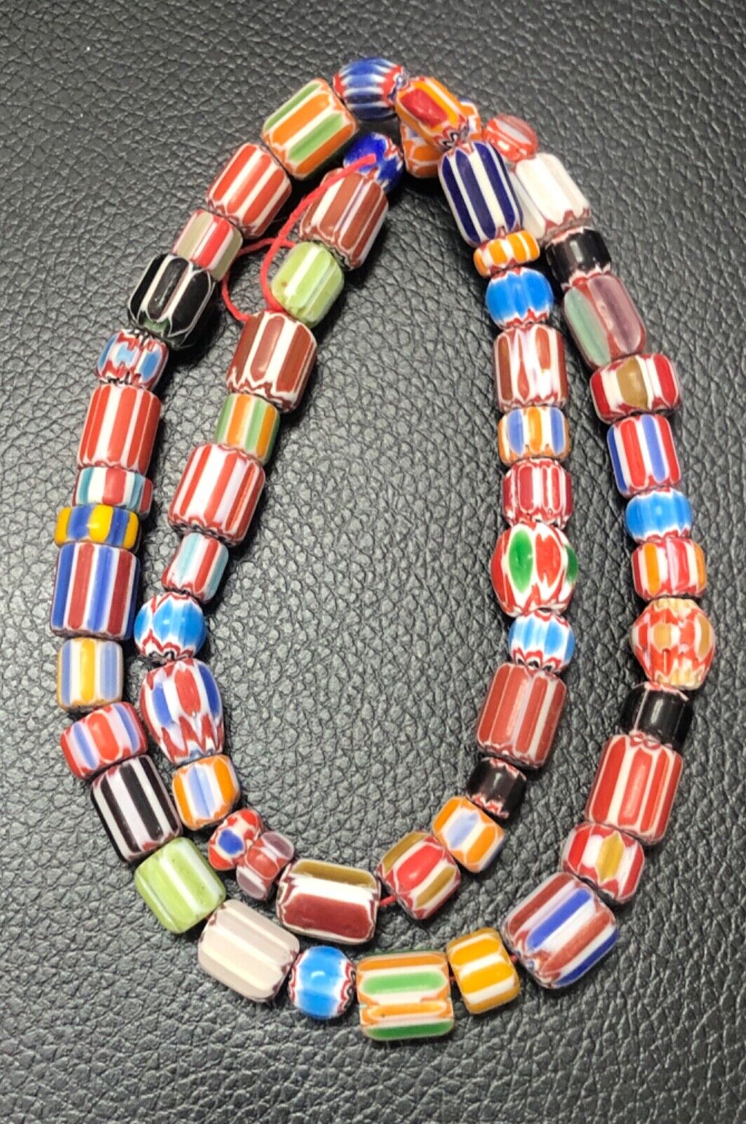 Venetian Multi Color Chevron African Trade Glass Beads Strand
