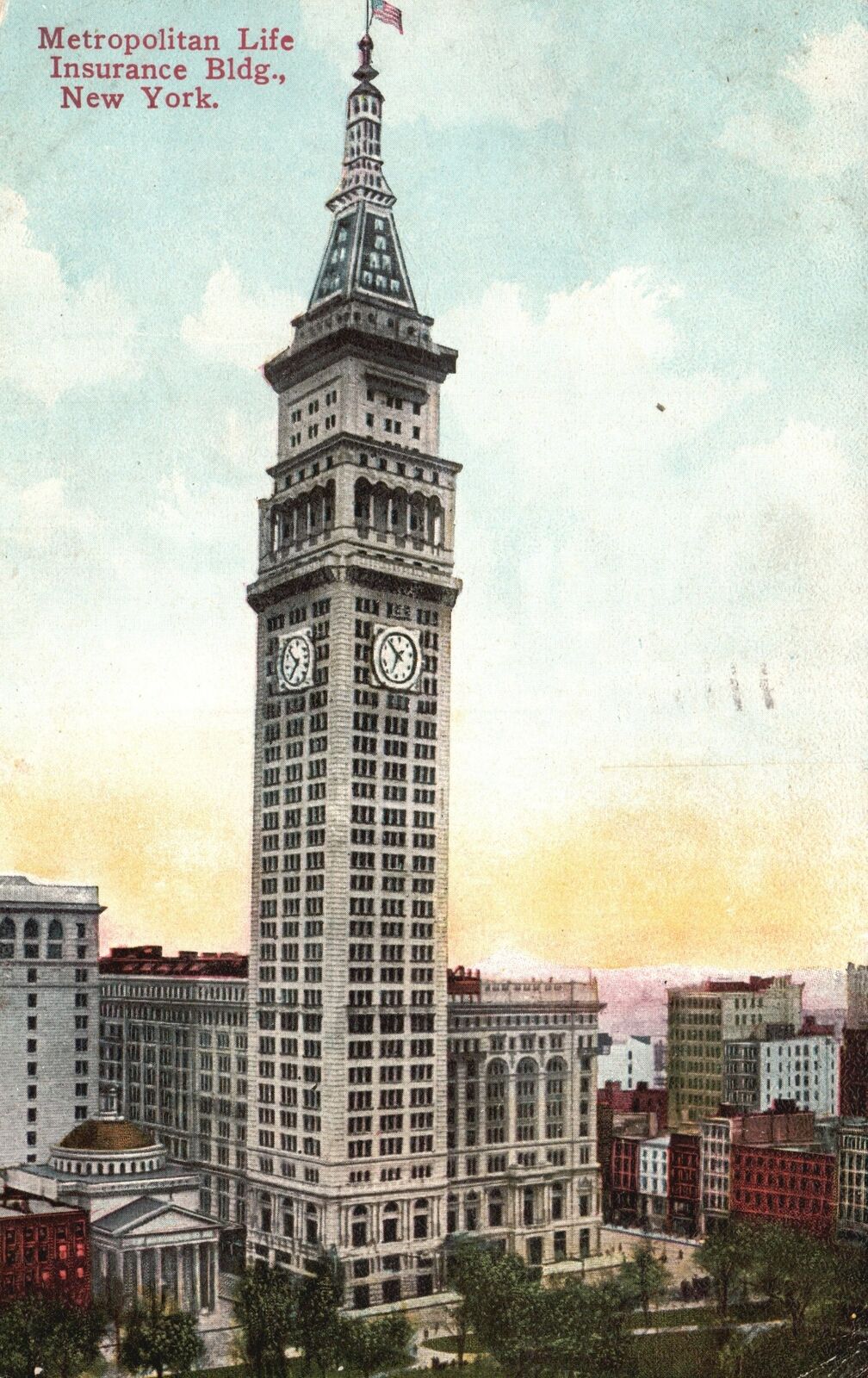 Vintage Postcard 1910's Metropolitan Life Insurance Building Landmark New York