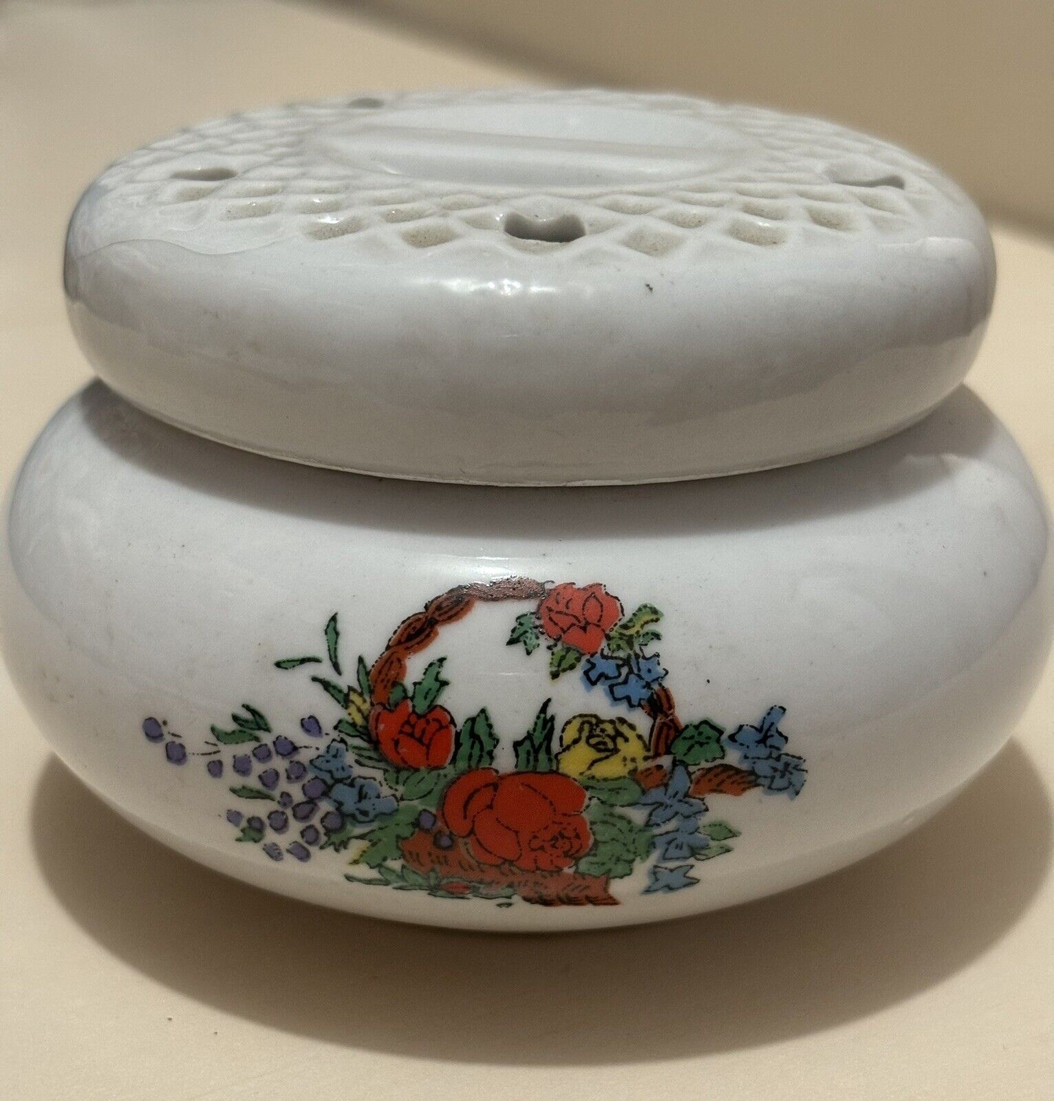 Vintage Ceramic Flower Print Potpourri Holder