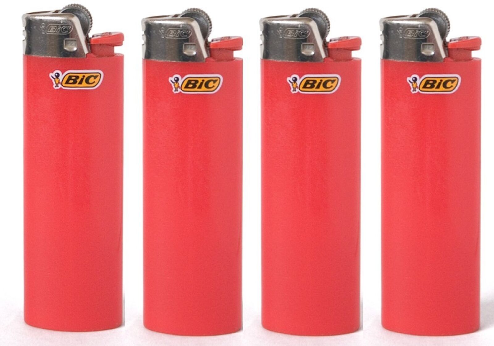 Lot of 4 Bic Red Classic Full Size Lighters New