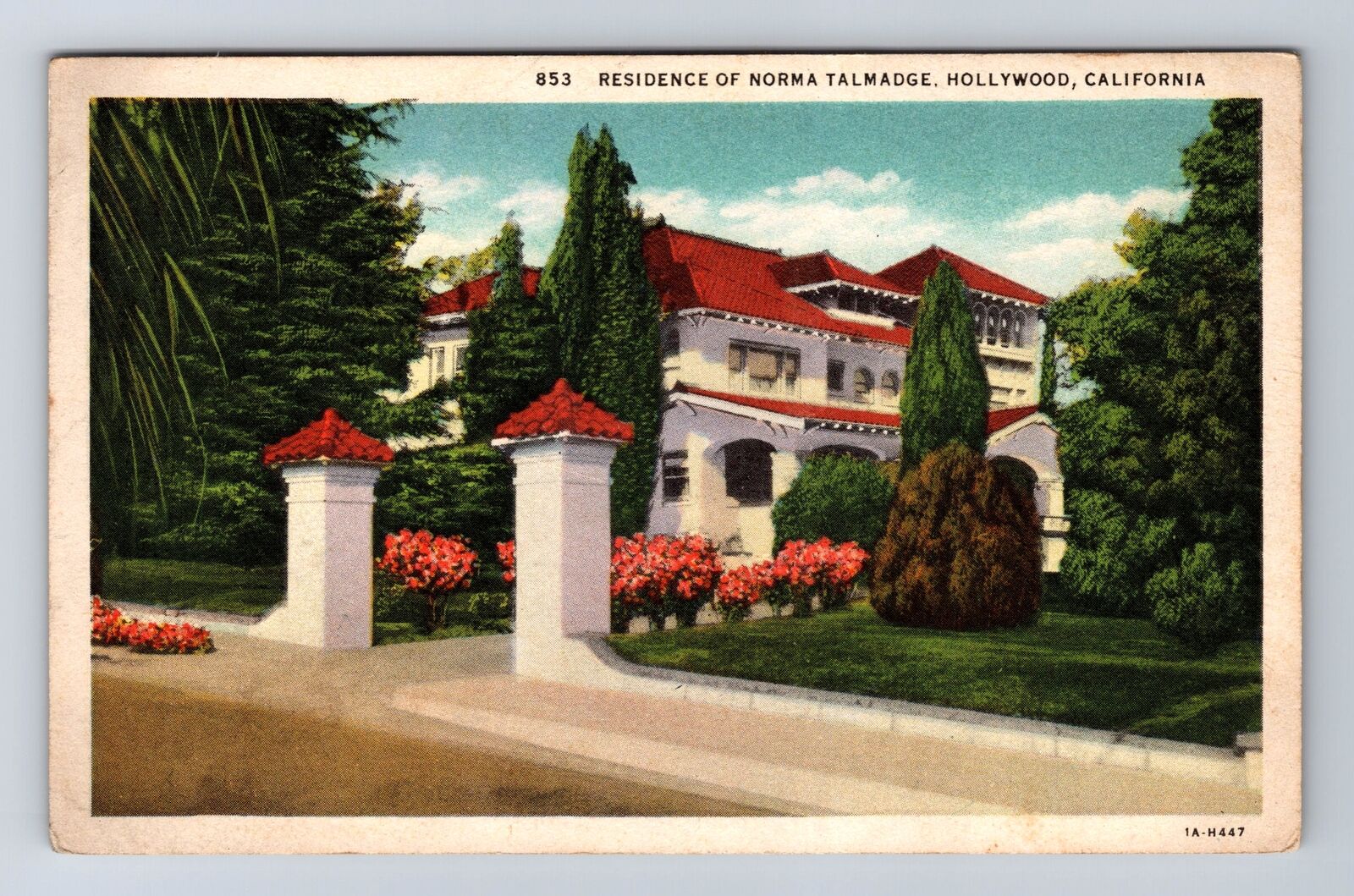 Hollywood CA-California, Residence Norma Talmadge, Antique Vintage Postcard