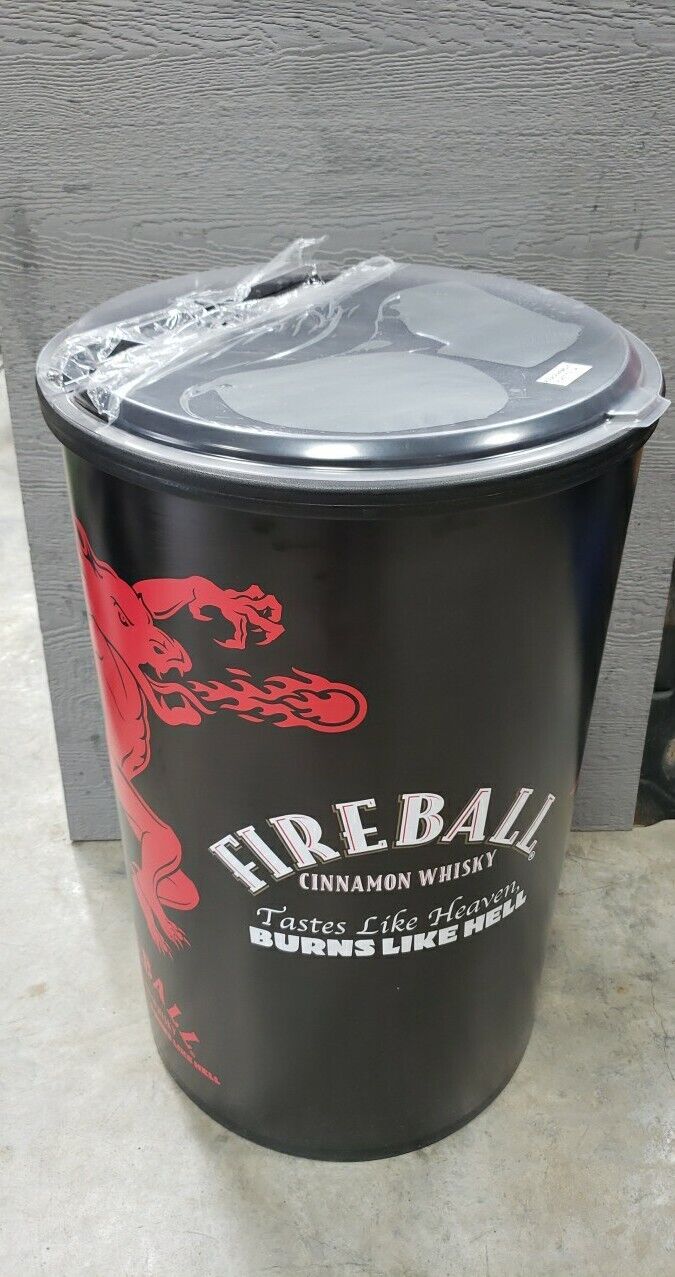 NEW Fireball Cinnamon Whisky Barrel Cooler On Wheels - Bar Restaurant Mancave 