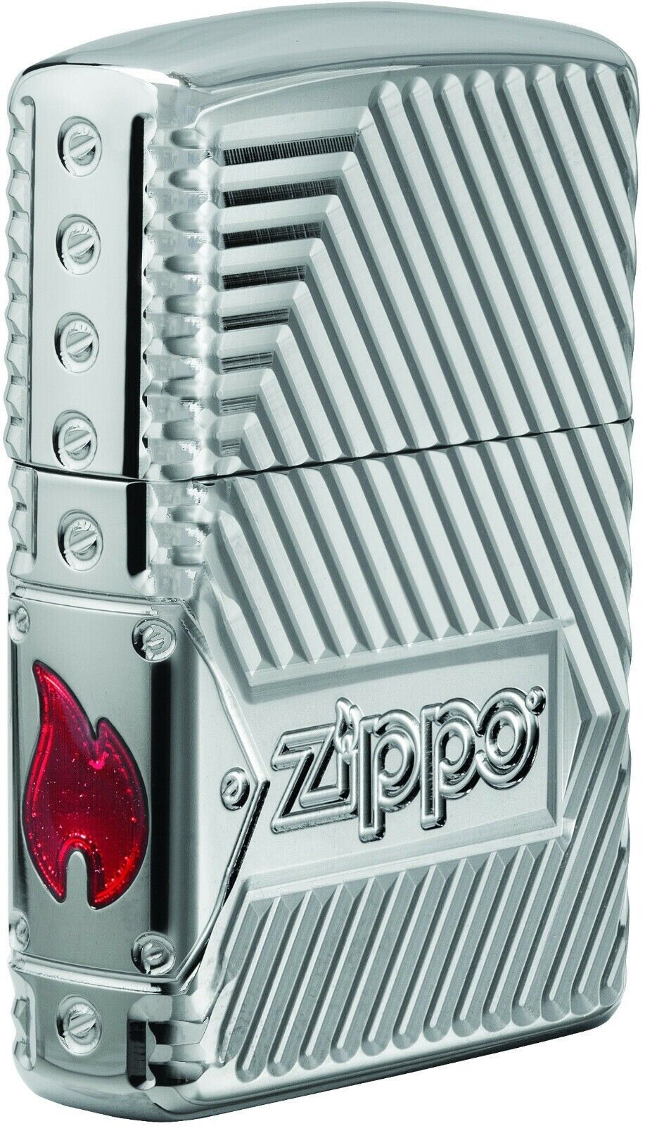 Zippo 29672, Bolts Design Deep Carved High Polish Chrome Finish Lighter