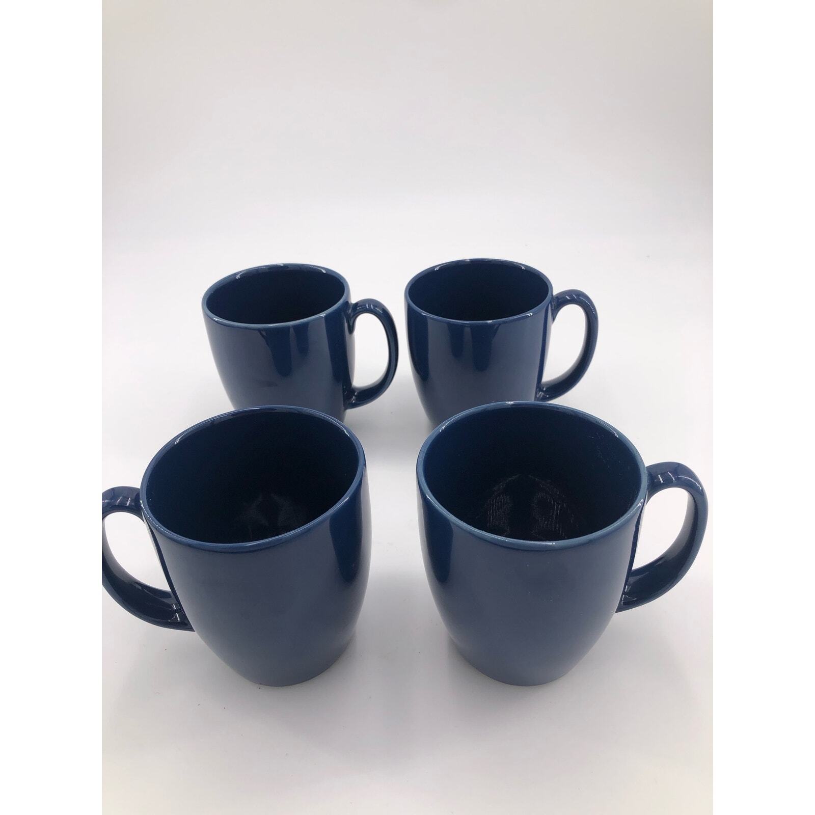 Corelli Stoneware Mugs Set of 4 Cobalt Blue Coffee Cups VTG