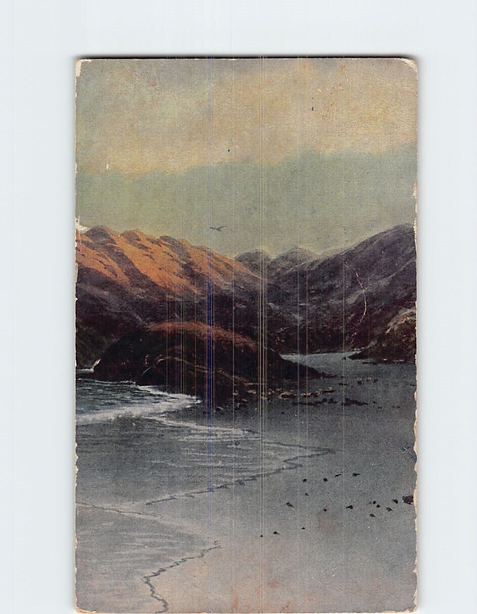 Postcard Landscape Mountain Seashore Scene