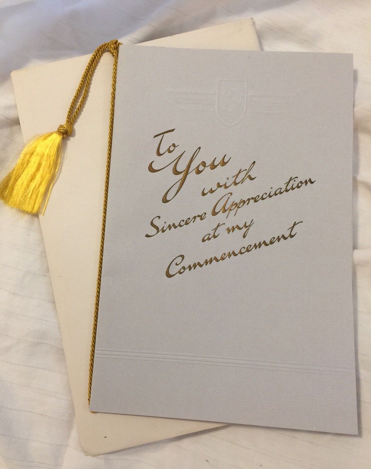 Vintage Graduation Thank You Card Commencement 1950s Blank Greeting Envelope