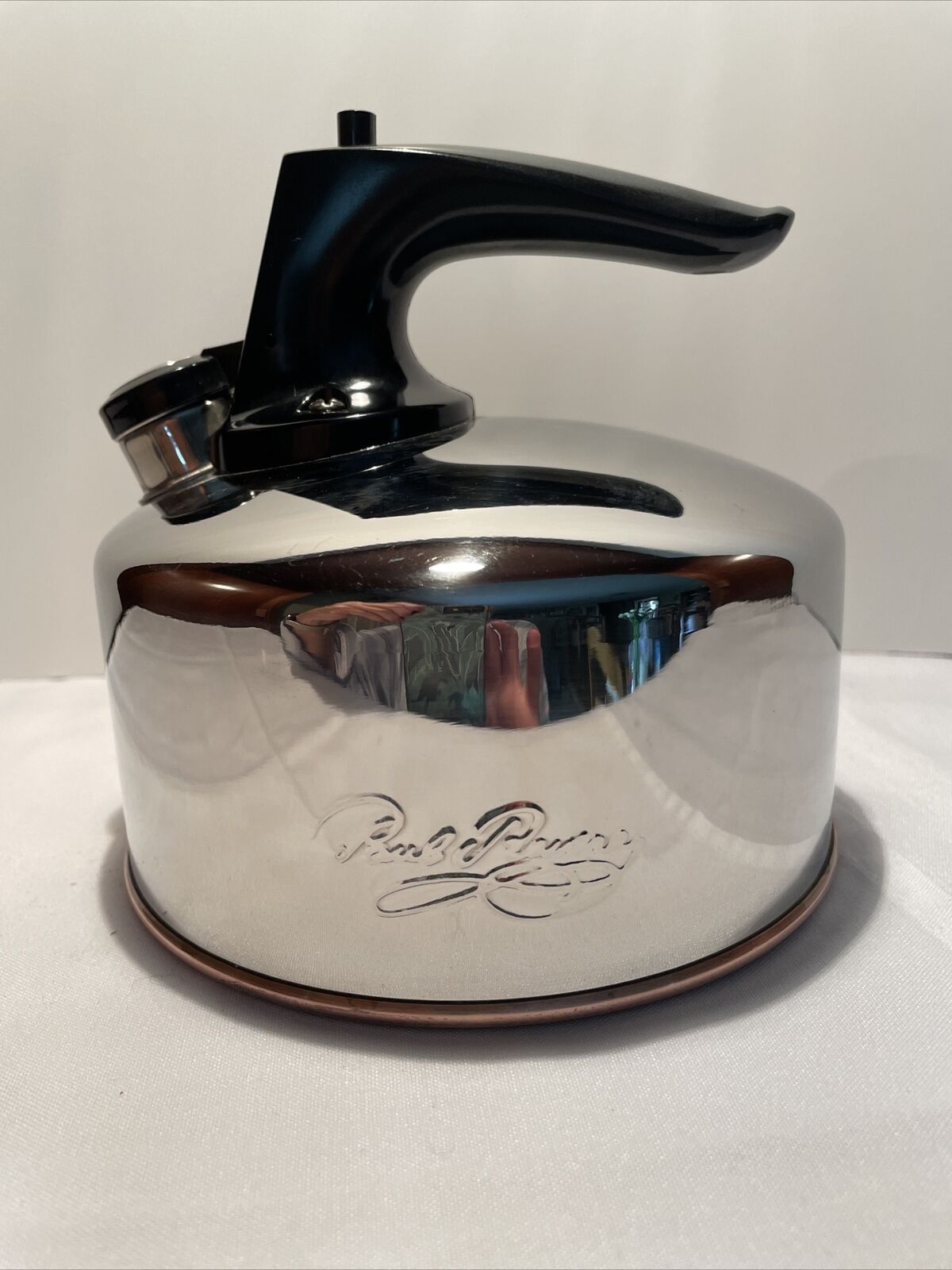 Vintage Paul Revere Ware 1 QUART Whistling Tea Kettle Copper Bottom Pot Stovetop