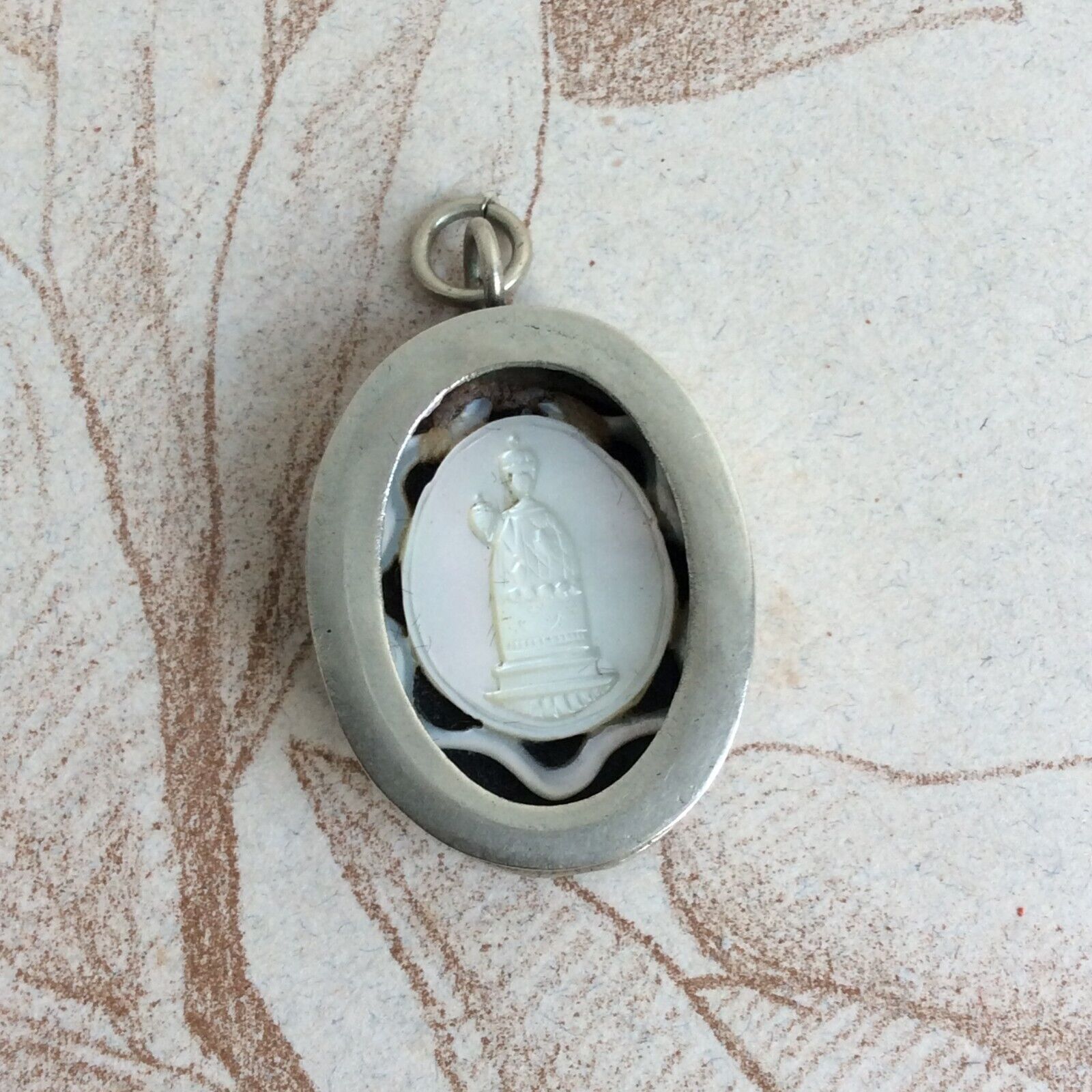 19th Century Silver Reliquary Medallion Pendant? and mother-of-pearl
