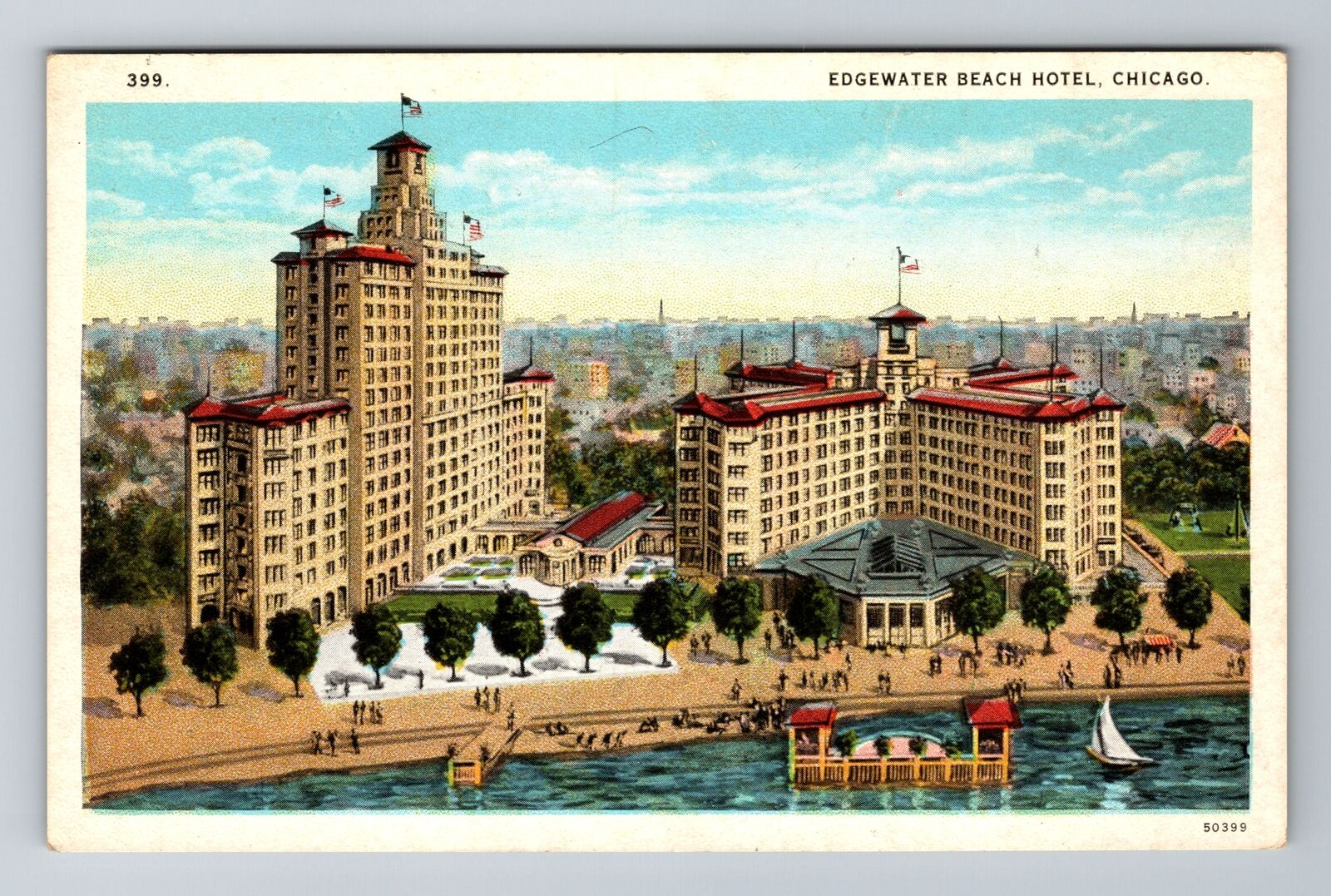 Chicago IL-Illinois, Edgewater Beach Hotel, Advertising Antique Vintage Postcard