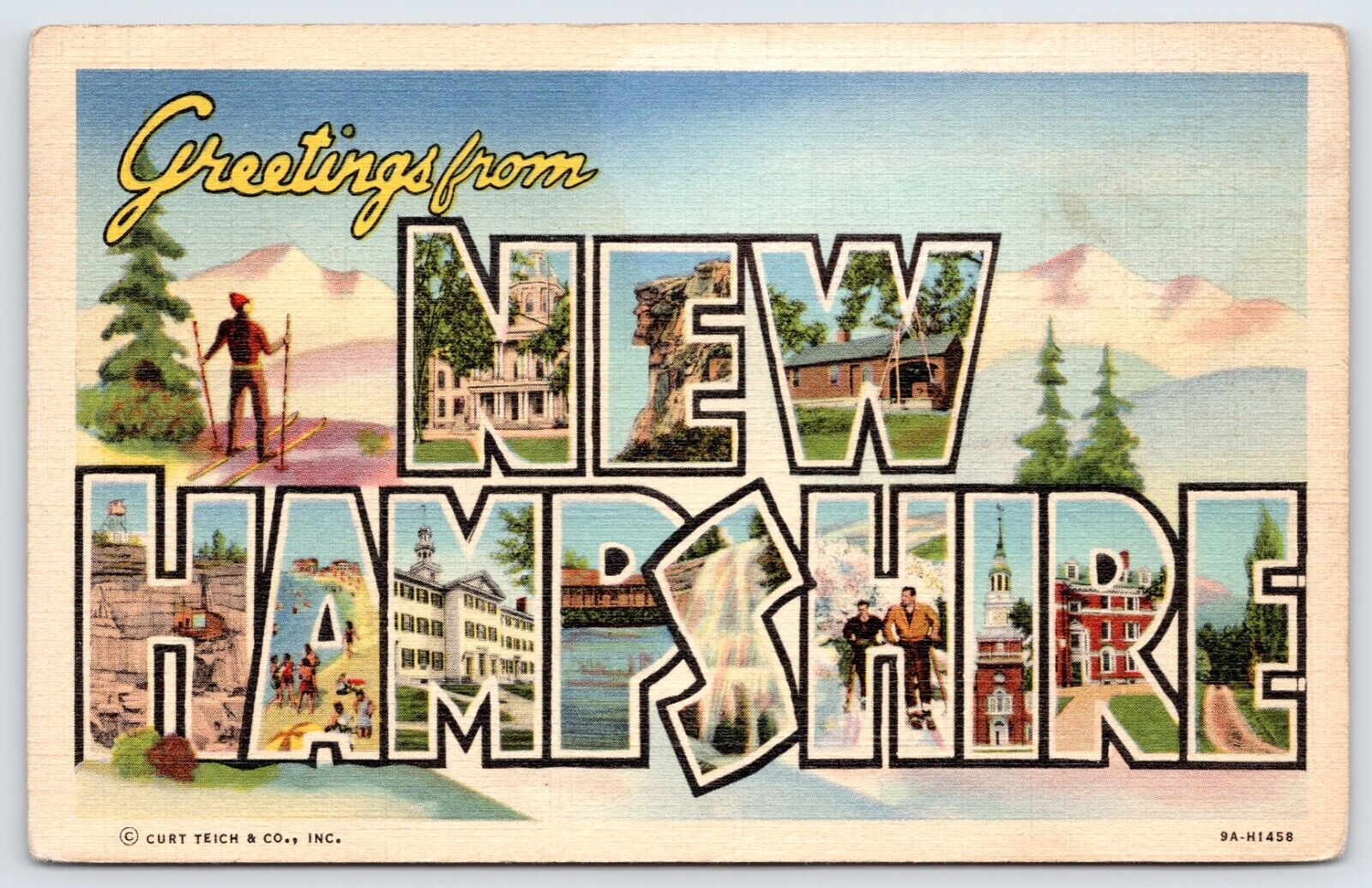 Postcard Greetings From New Hampshire Large Letter Posted 1940