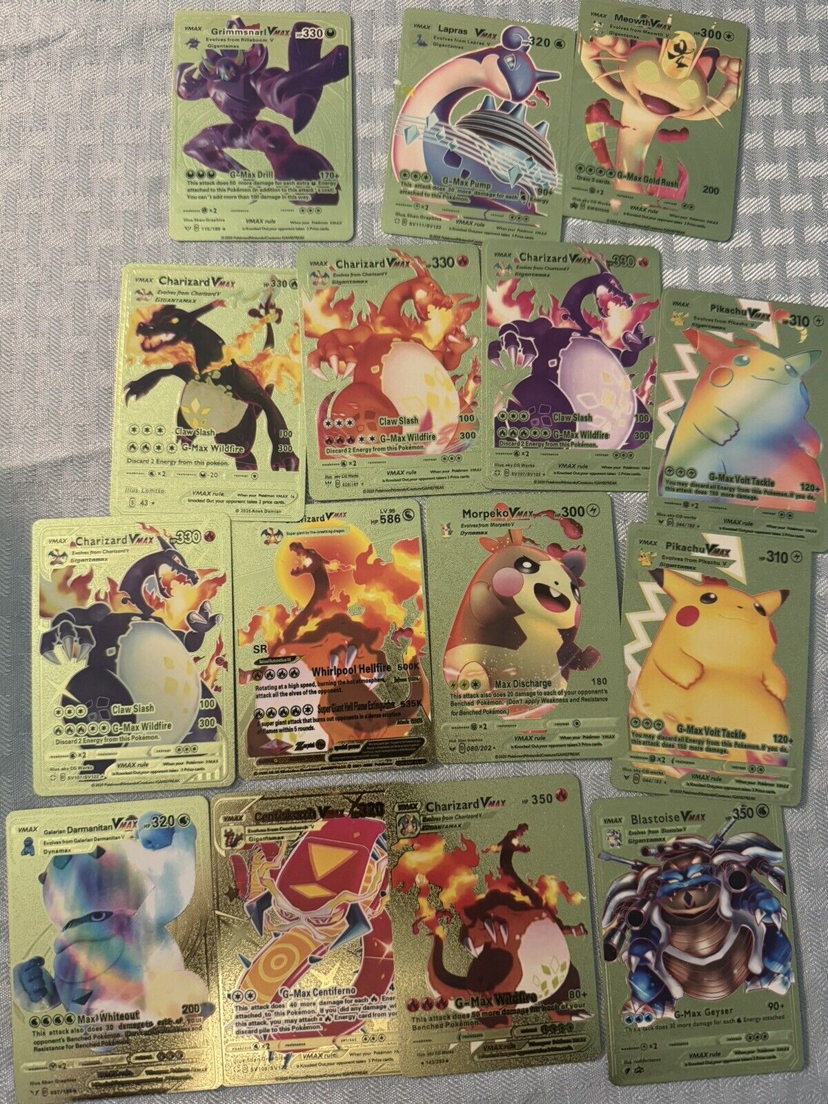 Gold Pokemon Vmax Trading Cards - 15 pcs